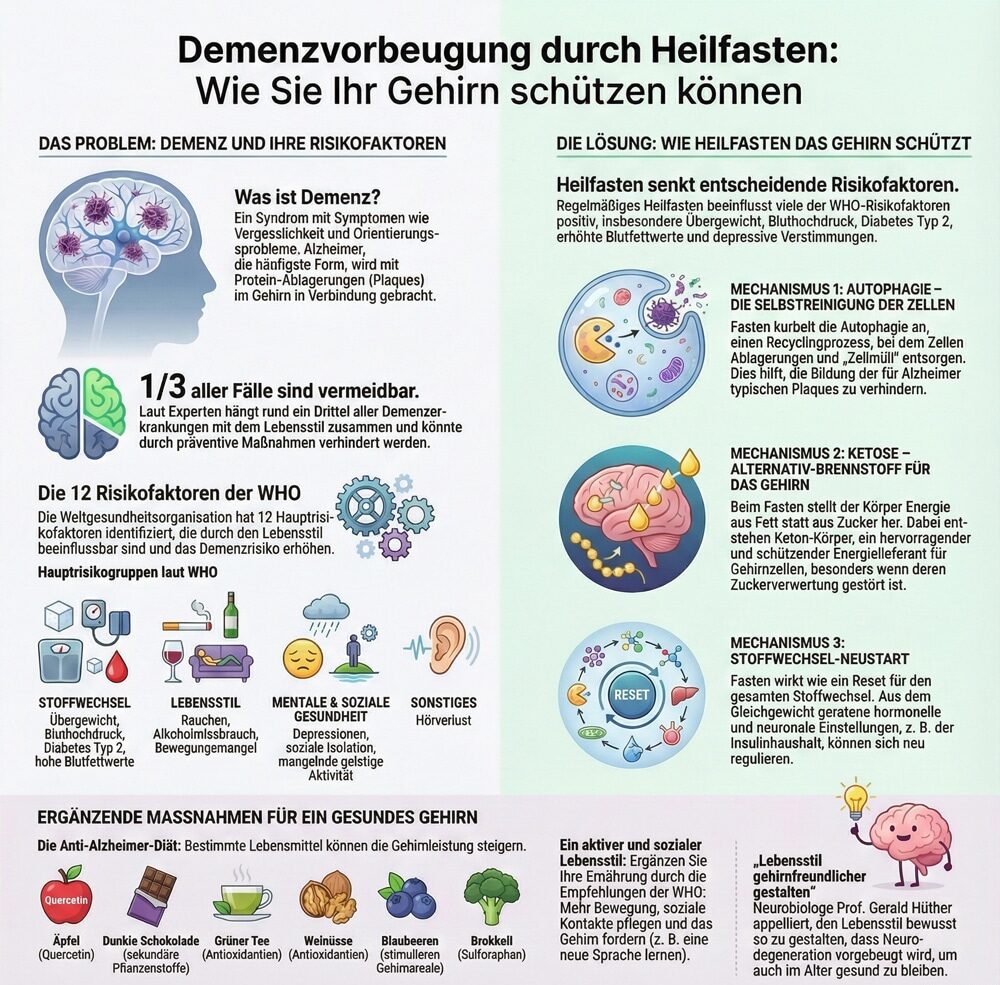 Demenzprävention durch Heilfasten: Tipps und Maßnahmen für ein gesundes Gehirn.